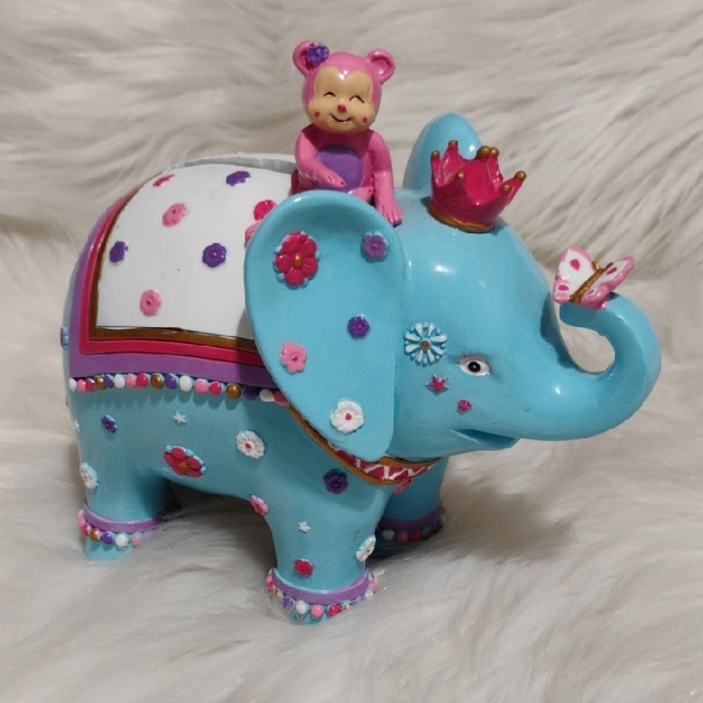 (#2) SALE! RARE! Bed Bath & Beyond Blue Elephant & Pink Monkey Piggy Bank